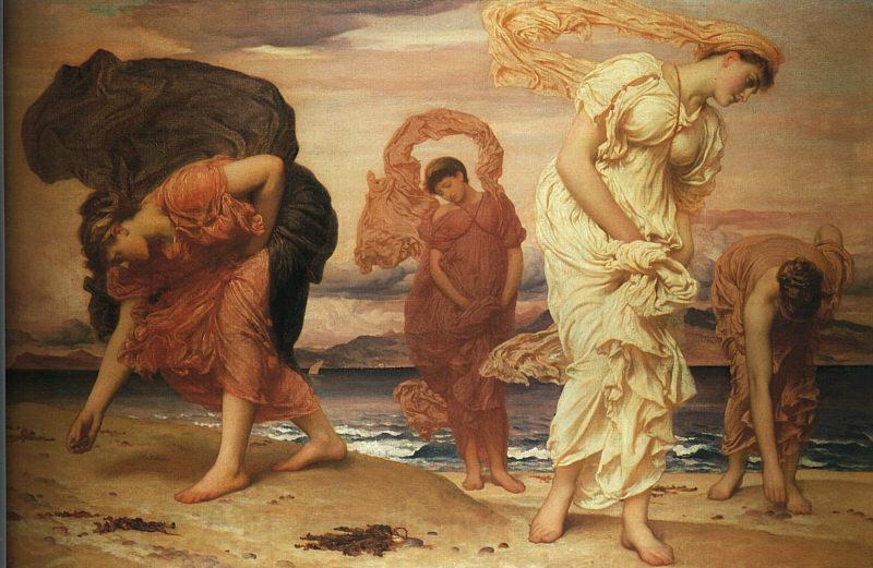 Lord Frederic Leighton Greek Girls Picking Up Pebbles by the Sea Germany oil painting art